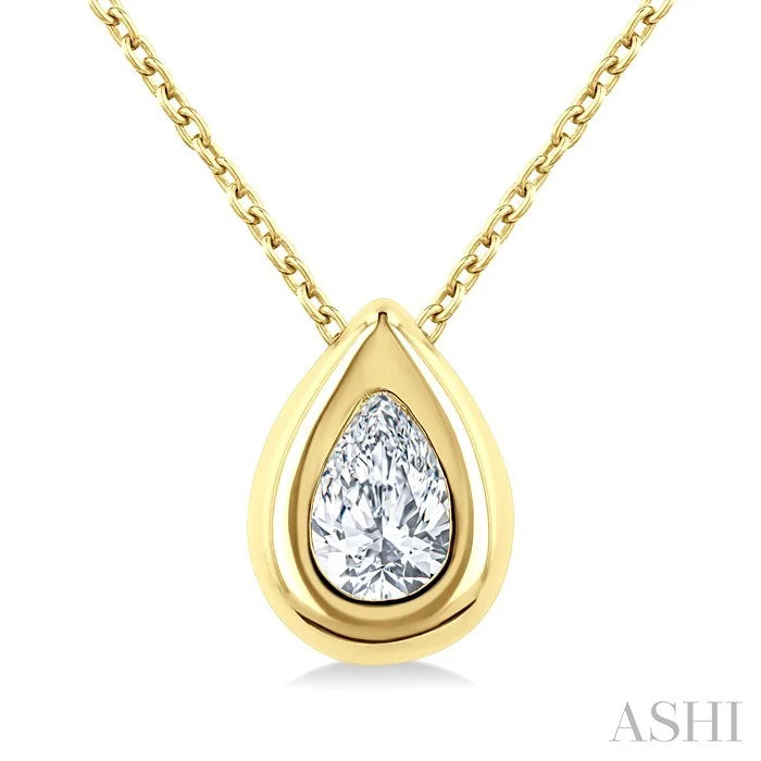 Pear Shape Bezel Set Bubble Diamond Pendant