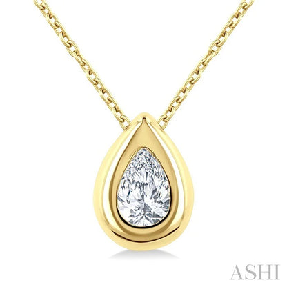 Pear Shape Bezel Set Bubble Diamond Pendant