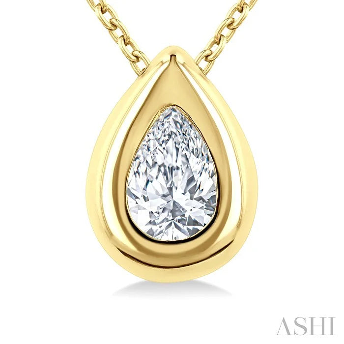 Pear Shape Bezel Set Bubble Diamond Pendant