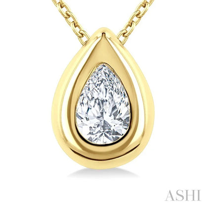Pear Shape Bezel Set Bubble Diamond Pendant