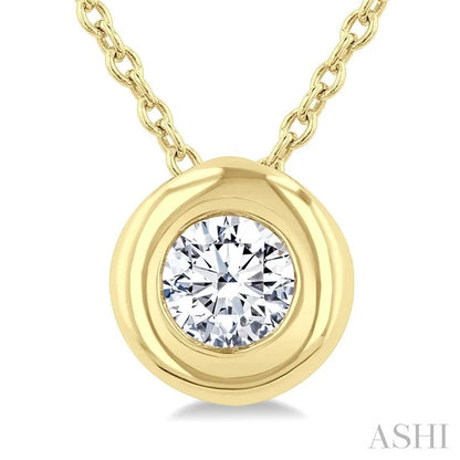 Round Shape Bezel Set Bubble Diamond Pendant
