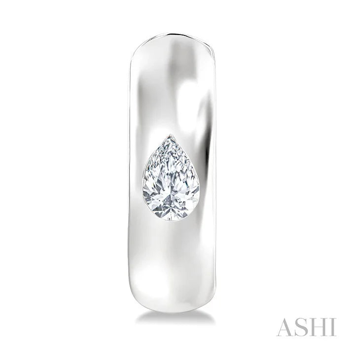 Pear Shape Bezel Set Diamond Huggie Fashion Earrings