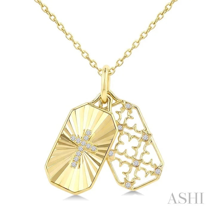 Rectangular Shape Fluted Cross Diamond Pendant