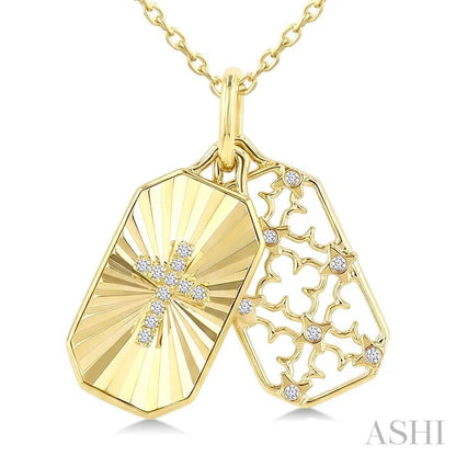 Rectangular Shape Fluted Cross Diamond Pendant