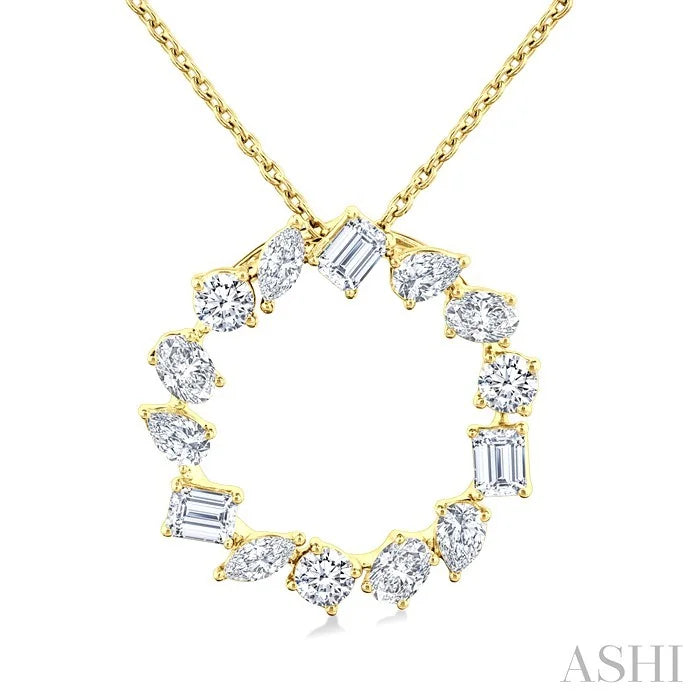 Mixed Shape Circle Diamond Fashion Pendant