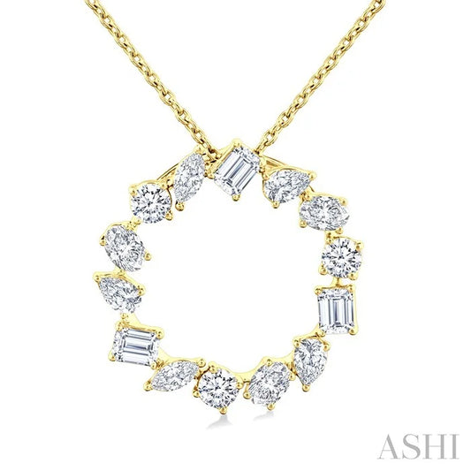 Mixed Shape Circle Diamond Fashion Pendant