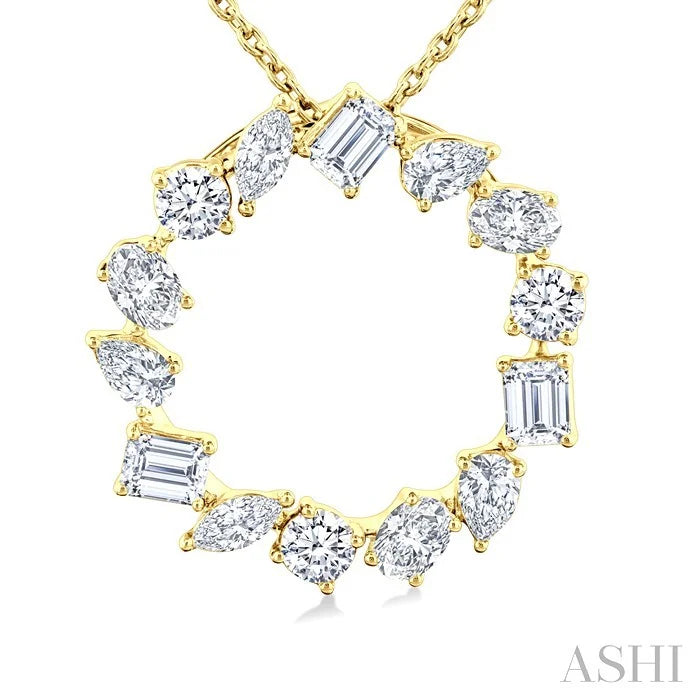 Mixed Shape Circle Diamond Fashion Pendant