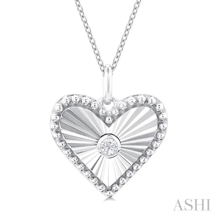 Heart Shape Fluted Medallion Diamond Pendant