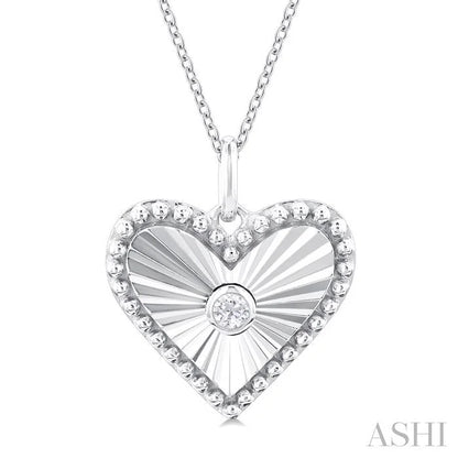 Heart Shape Fluted Medallion Diamond Pendant
