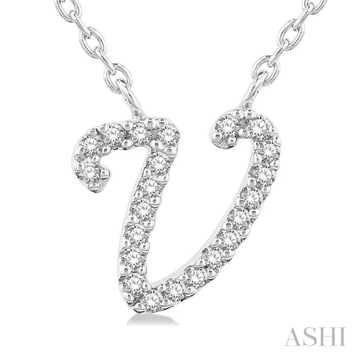 Script 'V' Initial Diamond Pendant