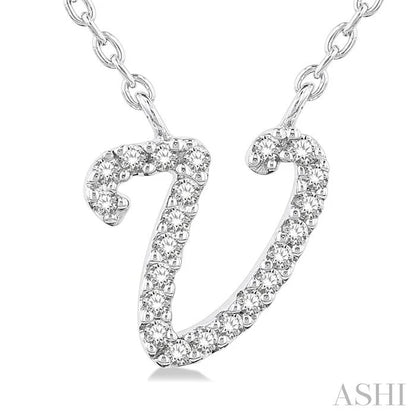 Script 'V' Initial Diamond Pendant