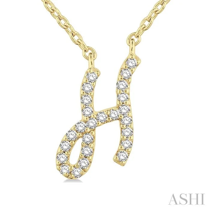 Script 'H' Initial Diamond Pendant
