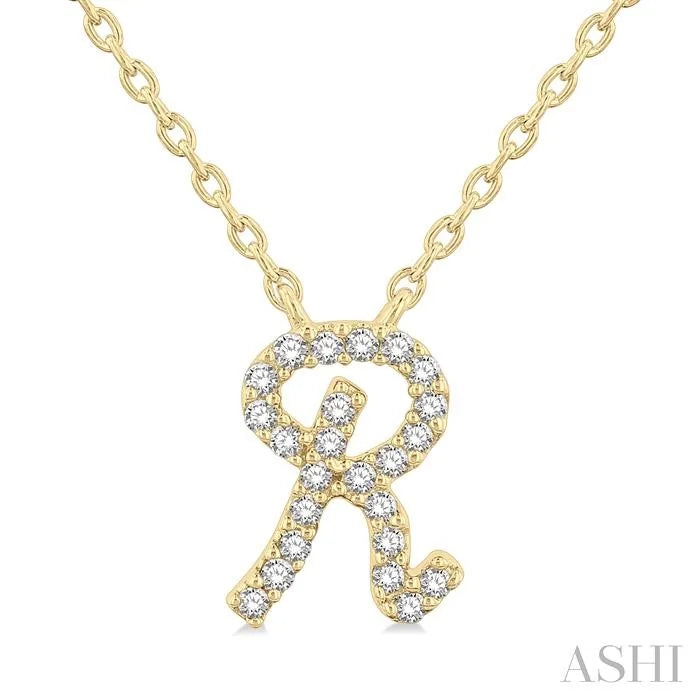 Script 'R' Initial Diamond Pendant