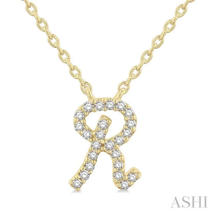 Script 'R' Initial Diamond Pendant
