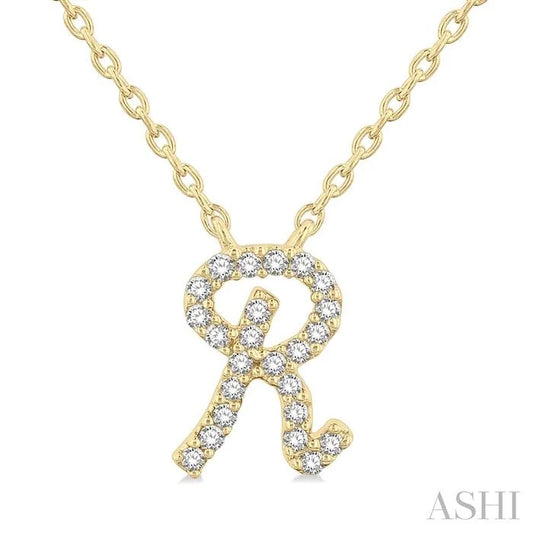 Script 'R' Initial Diamond Pendant
