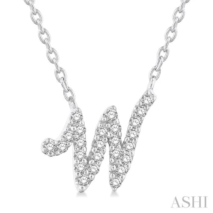 Script 'W' Initial Diamond Pendant