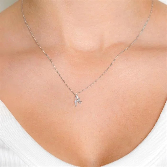 Script 'A' Initial Diamond Pendant