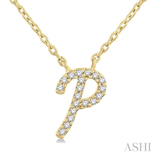 Script 'P' Initial Diamond Pendant