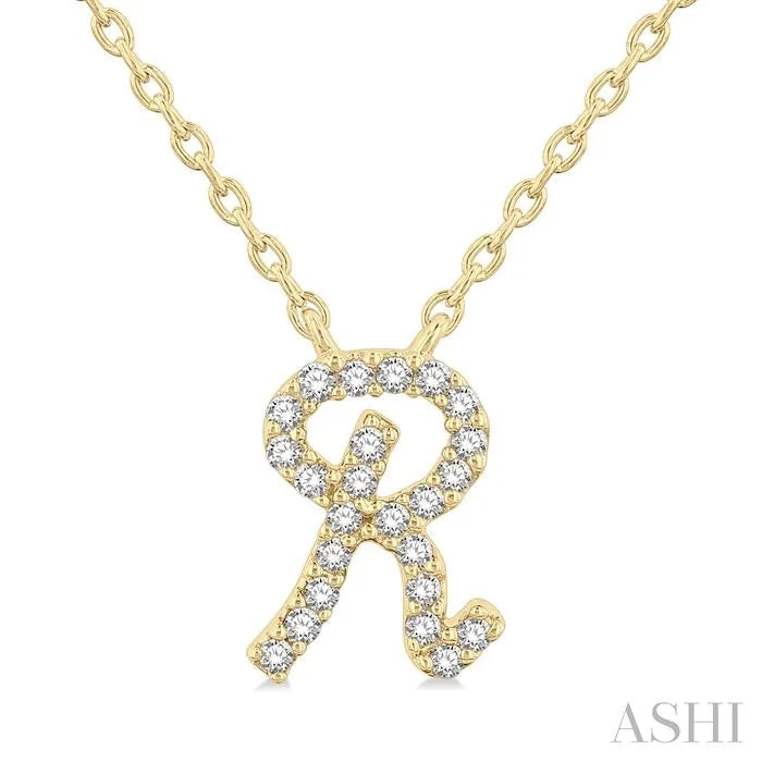 Script 'R' Initial Diamond Pendant