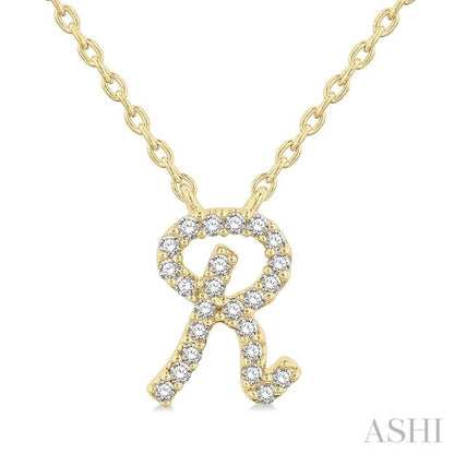 Script 'R' Initial Diamond Pendant