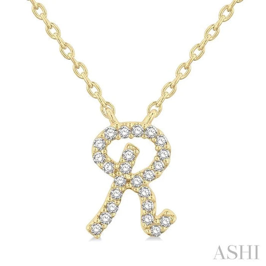 Script 'R' Initial Diamond Pendant