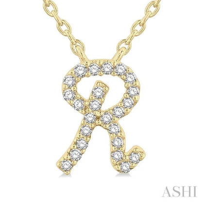 Script 'R' Initial Diamond Pendant