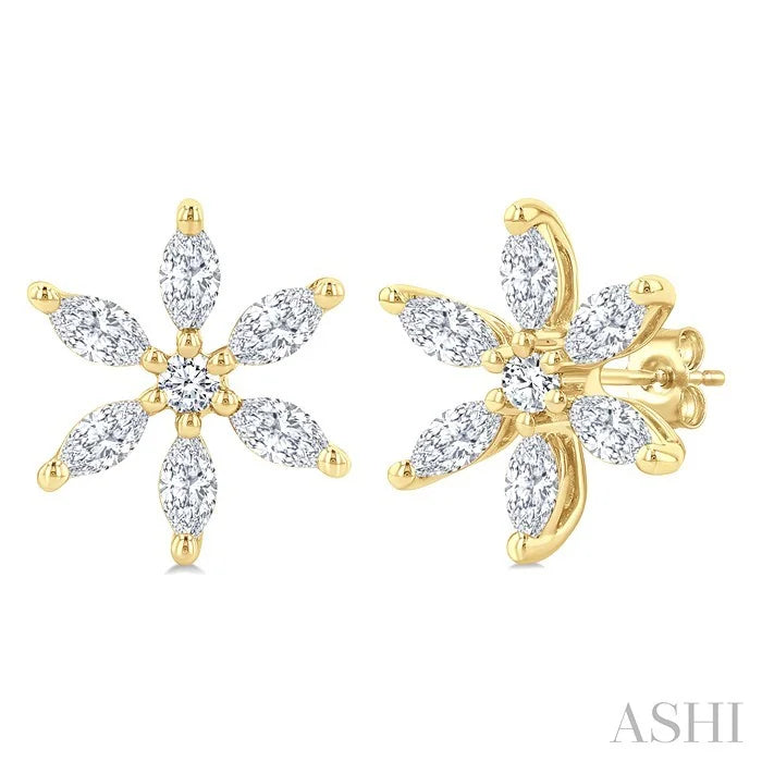 Floral Diamond Fashion Earrings