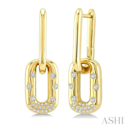 Aeris Gold Paperclip Mosaic Diamond Fashion Earrings
