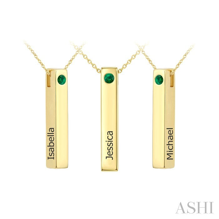 'Isabella, Jessica, Michael' Gemstone Engraved Bar Name Pendant