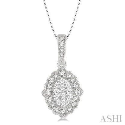 Oval Shape Halo Lovebright Diamond Pendant