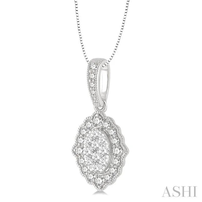Oval Shape Halo Lovebright Diamond Pendant