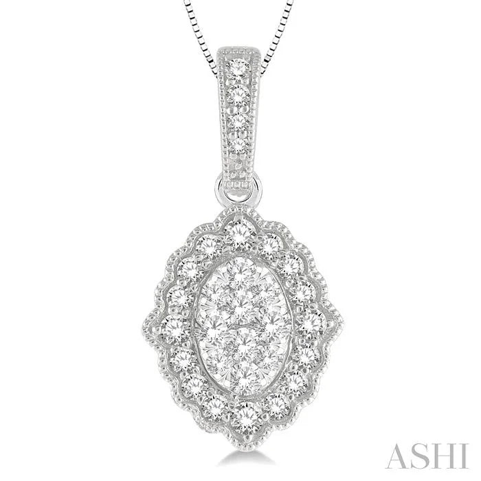 Oval Shape Halo Lovebright Diamond Pendant