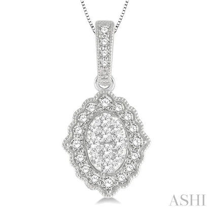 Oval Shape Halo Lovebright Diamond Pendant