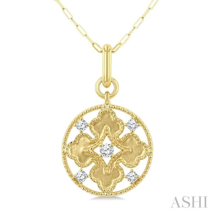 Circle Floral Medallion Diamond Fashion Pendant