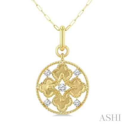 Circle Floral Medallion Diamond Fashion Pendant