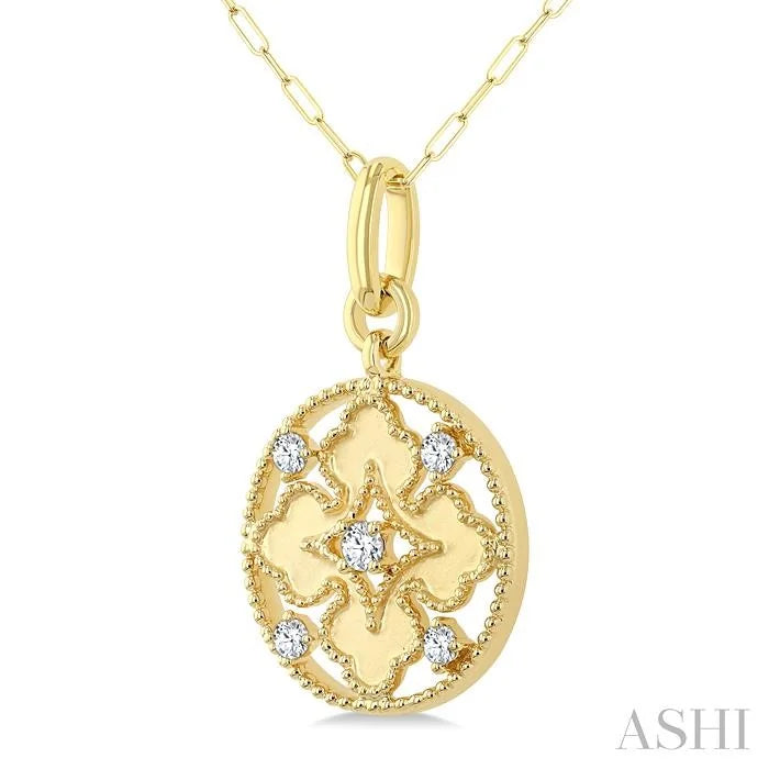 Circle Floral Medallion Diamond Fashion Pendant