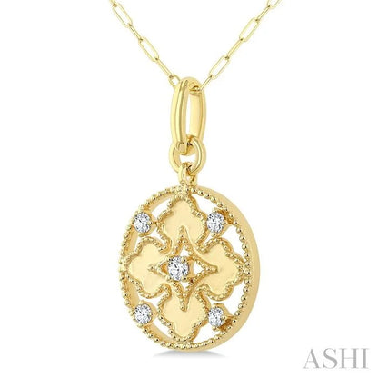 Circle Floral Medallion Diamond Fashion Pendant