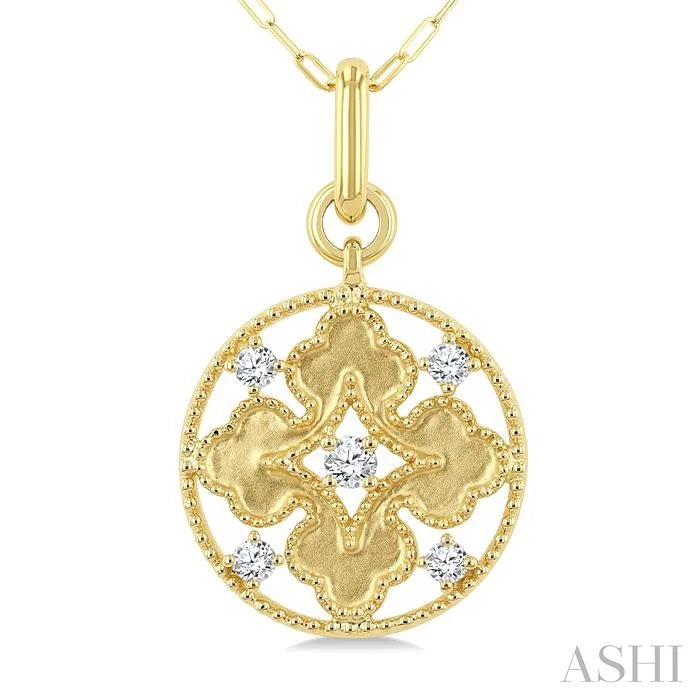 Circle Floral Medallion Diamond Fashion Pendant
