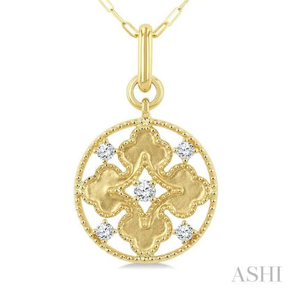 Circle Floral Medallion Diamond Fashion Pendant