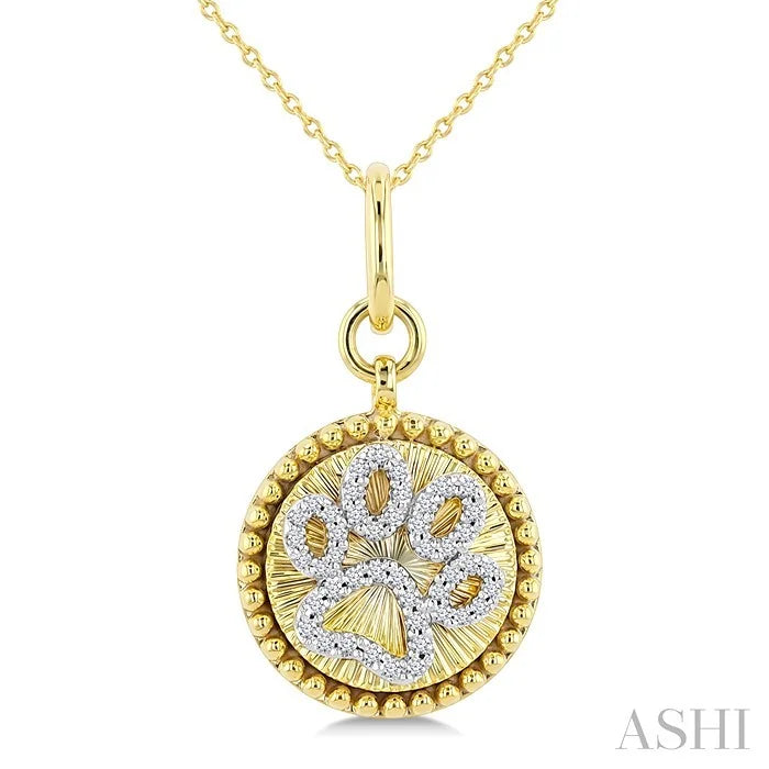 Dog Paw Fluted Medallion Diamond Fashion Pendant