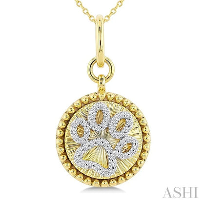 Dog Paw Fluted Medallion Diamond Fashion Pendant