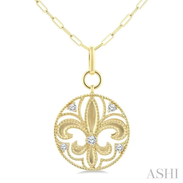 Fleur De Lis Medallion Diamond Fashion Pendant