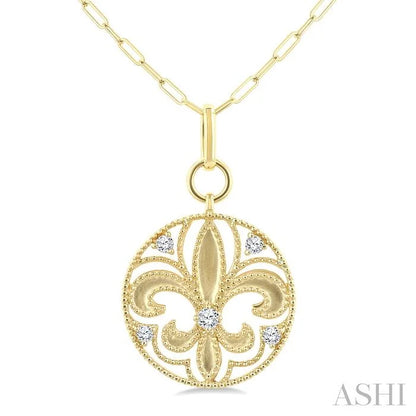 Fleur De Lis Medallion Diamond Fashion Pendant