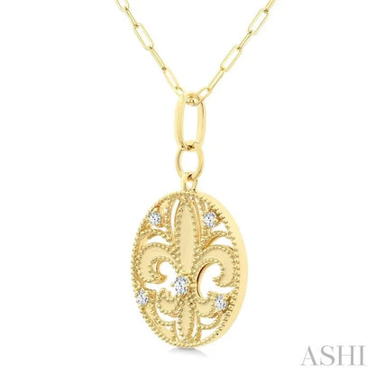 Fleur De Lis Medallion Diamond Fashion Pendant