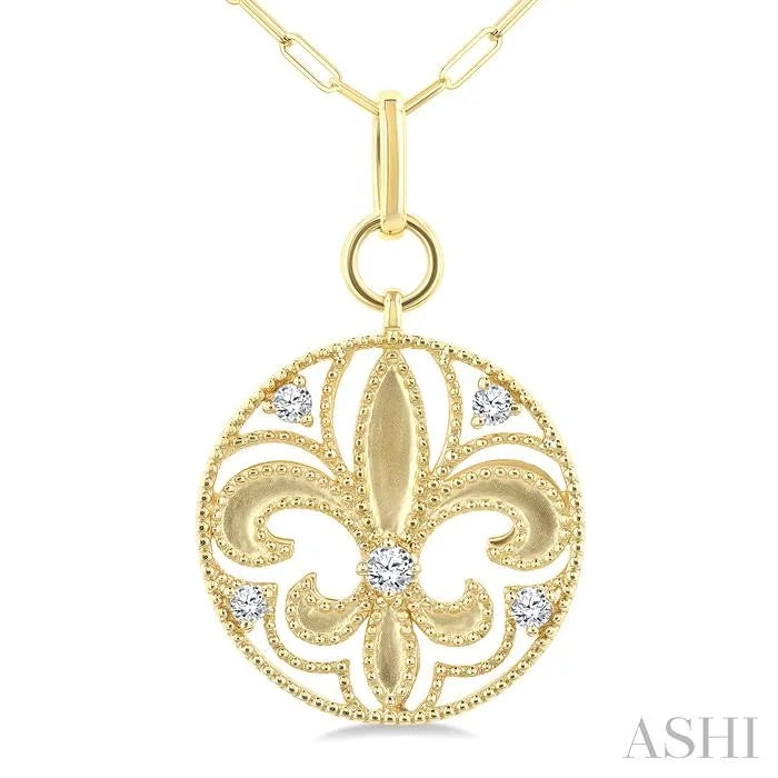 Fleur De Lis Medallion Diamond Fashion Pendant