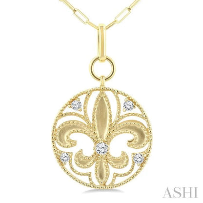Fleur De Lis Medallion Diamond Fashion Pendant