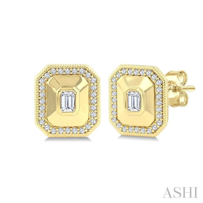 Emerald Shape Art Deco Diamond Fashion Earrings