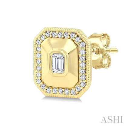 Emerald Shape Art Deco Diamond Fashion Earrings