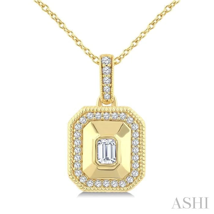Emerald Shape Art Deco Diamond Fashion Pendant