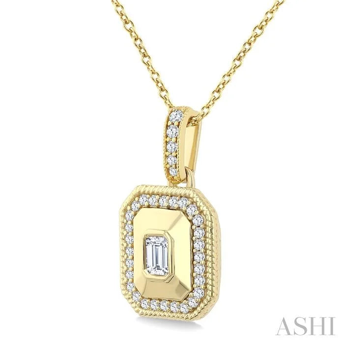 Emerald Shape Art Deco Diamond Fashion Pendant